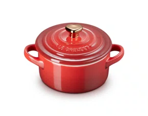 Mini Cocotte Pegador Coração Dourado Le Creuset Vermelho 250 ml