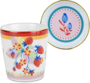 Copo Mini com Pires Morango em Porcelana Mamma Mia Baci Milano