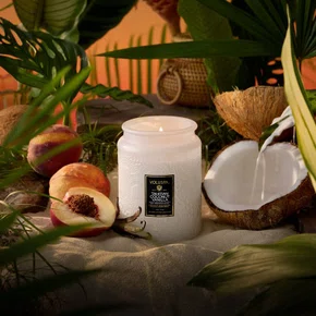 Mini Vela Pote Vidro Relevo Tahitian Coconut Vanilla Voluspa 50 Horas