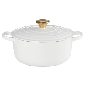 Panela Redonda Signature Pegador Dourado Le Creuset Branco 26 cm