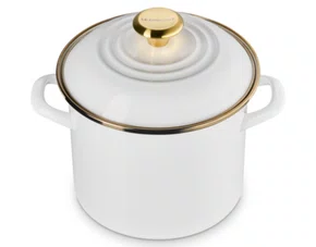 Panela Stock Pot com Pegador Dourado Le Creuset Branco 20 cm
