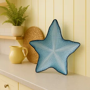Petisqueira Acrílico Grande Estrela Azul 37 cm