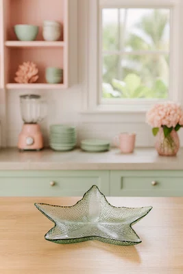 Petisqueira Acrílico Grande Estrela Verde 37 cm