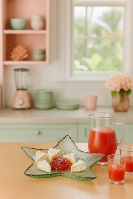 Petisqueira Acrílico Média Estrela Verde 28 cm