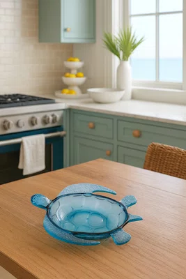 Petisqueira Acrílico Pequena Tartaruga Azul 27 cm