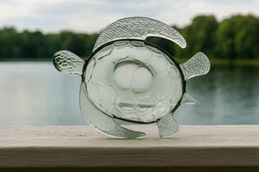 Petisqueira Acrílico Pequena Tartaruga Verde 27 cm