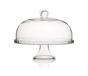 Porta Bolo de Vidro com pé e com tampa Luvidarte 29 cm 