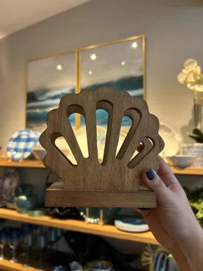 Porta Guardanapo Coral em Madeira Caramelo