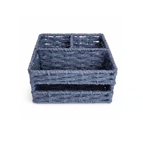 Porta Talheres e Guardanapo em Fibras Entrecasa Azul