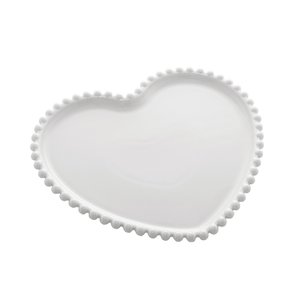 Prato de Porcelana Coração Bon Gourmet Branco