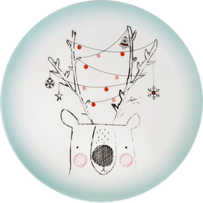Prato de Sobremesa de Rena Convexa Bichos de Natal Germer 20,5 cm