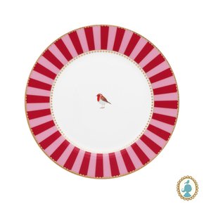 Prato De Sobremesa Stripes Love Birds Pip Studio Vermelho