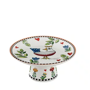 Prato para Bolo com Pé Cocoricò Egan Italy Laranja 19 cm