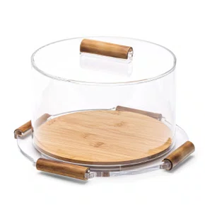 Prato para Bolo Redondo em Acrílico com Bambu 32 cm
