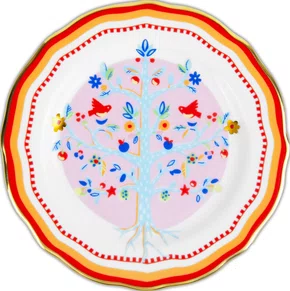 Prato para Pão em Porcelana Árvore da Vida Baci Milano