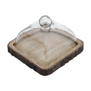Queijeira De Madeira com Tampa de Vidro Rojemac 19x14cm