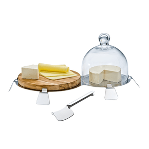 Queijeira com Tábua e Faca Ritratto Riva Inox e Madeira
