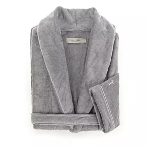 Roupão Masculino Barone G Trussardi Ardósia e Branco