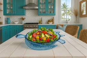 Saladeira Acrílico Tartaruga Azul 45 cm