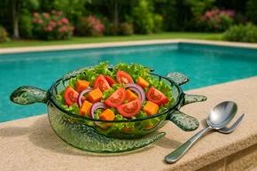 Saladeira Acrílico Tartaruga Verde 45 cm