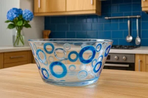 Saladeira Acrílico Textura Circulo Azul 25 cm