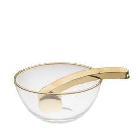 Saladeira com Pegador Duo Ouro 24K Riva Prataria 23,5cm