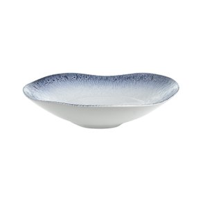 Saladeira Em Porcelana Branco e Azul 30cm