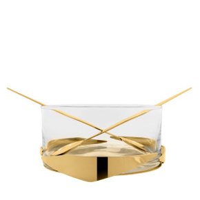 Saladeira Salva Com Talheres Ouro Riva Prataria