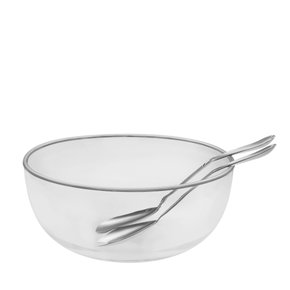 Saladeira Sion com Par de Talheres Riva Aço Inox 30 cm