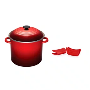 Set 2 Peças Stock Pot 26cm e Pegadores Silicone Le Creuset Vermelho