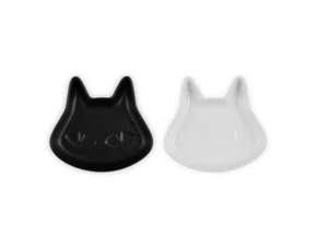 Set 2 Pratos Gato Le Creuset Preto/Branco 14 cm