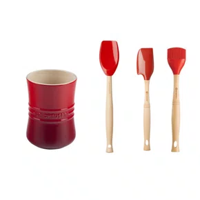 Jogo 4 Peças Espátulas e Porta Utensílios Le Creuset Vermelho
