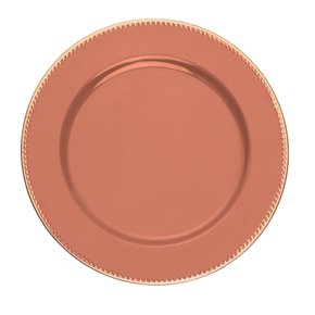 Sousplat de Plástico Royal Decor Laranja e Dourado 33 cm