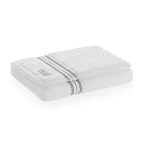 Toalha Banhão Baberine Trussardi Branco e Ardosia 86cm  x 150cm