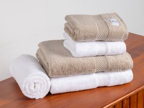 Jogo Banho e Rosto 5 Peças Lolli Air LCL Home by Buddemeyer Branco e Caqui