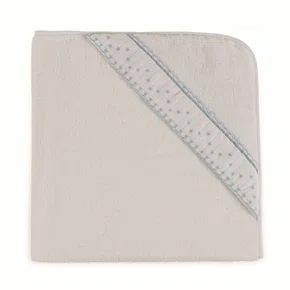 Toalha de Banho com Capuz Bambini Marco Trussardi Branco e Soft Blue 80cm x 80cm