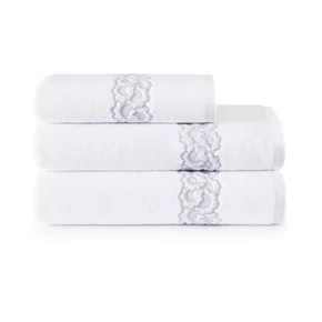 Toalha de Lavabo Bordada Festons Yves Delorme Paris 45 x 70 cm