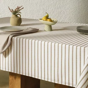 Toalha De Mesa Zaira Karsten Branco/Taupe 180cm x 180cm