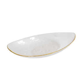 Travessa em Vidro Brisa Clear Gold Home Design 30 x 14 cm