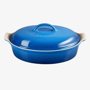 Travessa Oval com Tampa Heritage Le Creuset Azure 3,8 Litros