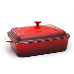 Travessa Retangular Com Tampa Cerâmica Le Creuset Vermelho 32 cm