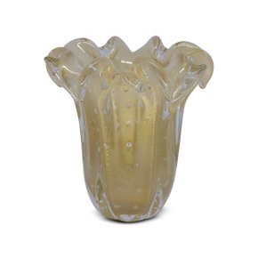 Vaso Di Murano Off White com Ouro 24K 18,5 x 17,5 cm