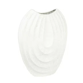 Vaso em Cerâmica Texturizado Lucatti Branco 38 x 29 x 14 cm