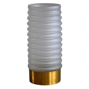 Vaso Em Vidro Branco E Dourado 33 cm