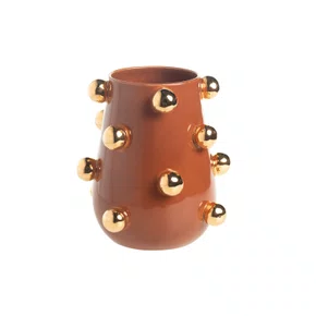 Vaso Nina Bolotas Ouro Inteiro Marrom Marô Antunes