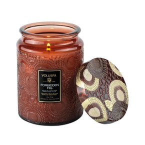 Vela Pote Vidro Relevo Forbidden Fig Voluspa 100 Horas