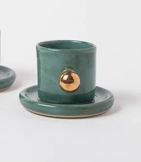 Xícara Com Pires Lina Turmalina Com Ouro Marô Antunes