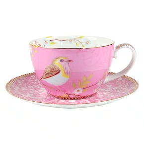 Xícara de Chá com Pires Early Bird Pip Studio Rosa 280 ml