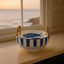 Bowl Redondo em Cerâmica com Alças em Junco Peixes 19 cm