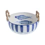 Bowl Redondo em Cerâmica com Alças em Junco Peixes 34 cm